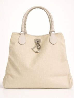 Christian Dior Vintage Diorissimo Trotter Canvas Tote Bag Cream Charm